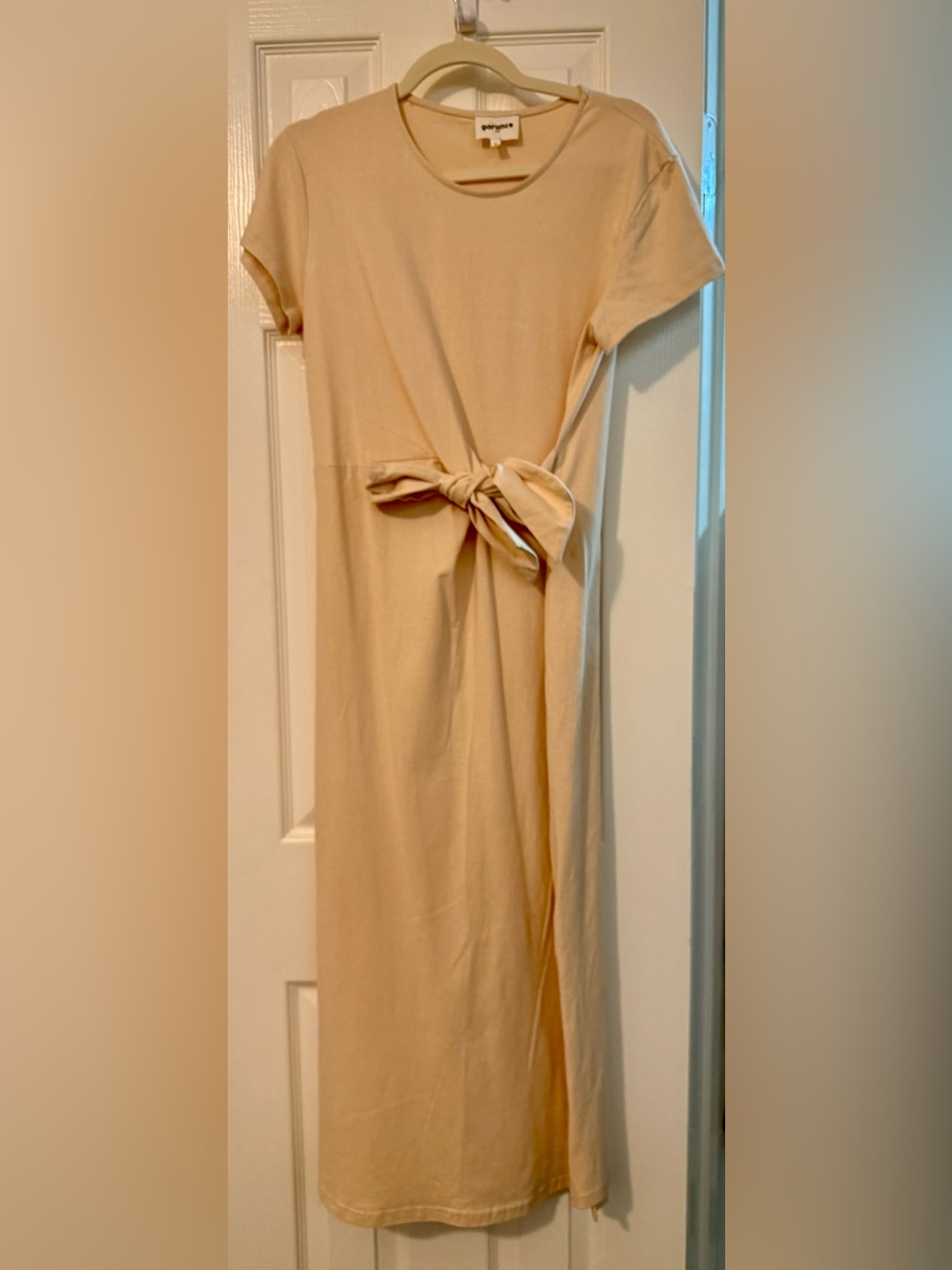 Everyday Cream Tie-Front Midi Dress